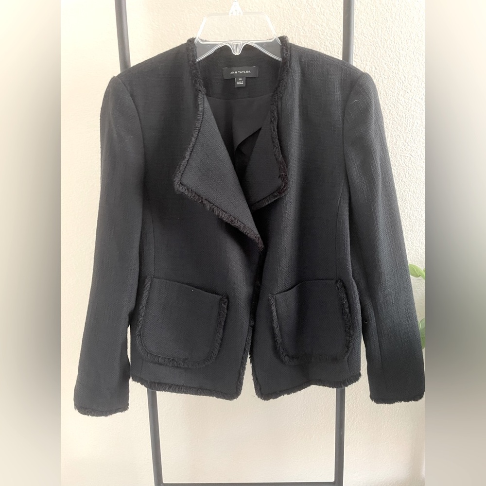 Ann Taylor Black Tweed Blazer Jacket - Size XS